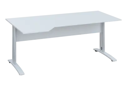 EZK 18 - 184 stůl kancelářský, rohový, levý, kovová podnož bílá, deska 18 mm, široký 1800 mm, bílá